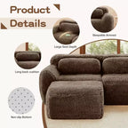 Sofà senza ossa in morbido peluche da 149'', spugna HD 32D, design ergonomico, confezionamento sottovuoto, libera combinazione, connessione a fibbia per camera da letto/studio/home theater