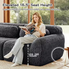 Sofà senza ossa in morbido peluche da 149'', spugna HD 32D, design ergonomico, confezionamento sottovuoto, libera combinazione, connessione a fibbia per camera da letto/studio/home theater
