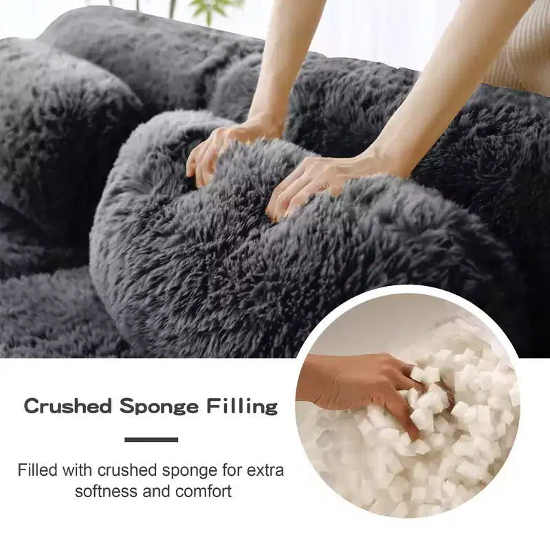 Sofà senza ossa in morbido peluche da 149'', spugna HD 32D, design ergonomico, confezionamento sottovuoto, libera combinazione, connessione a fibbia per camera da letto/studio/home theater
