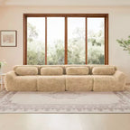 Sofà senza ossa in morbido peluche da 149'', spugna HD 32D, design ergonomico, confezionamento sottovuoto, libera combinazione, connessione a fibbia per camera da letto/studio/home theater
