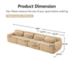 Sofà senza ossa in morbido peluche da 149'', spugna HD 32D, design ergonomico, confezionamento sottovuoto, libera combinazione, connessione a fibbia per camera da letto/studio/home theater