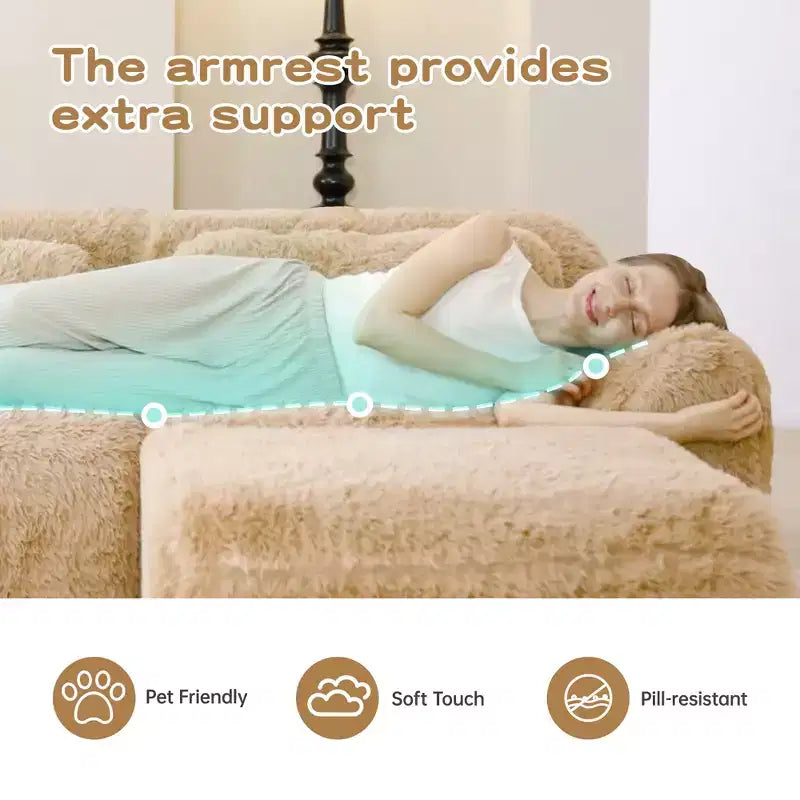 Sofà senza ossa in morbido peluche da 149'', spugna HD 32D, design ergonomico, confezionamento sottovuoto, libera combinazione, connessione a fibbia per camera da letto/studio/home theater