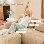 Sofà senza ossa in morbido peluche da 149'', spugna HD 32D, design ergonomico, confezionamento sottovuoto, libera combinazione, connessione a fibbia per camera da letto/studio/home theater