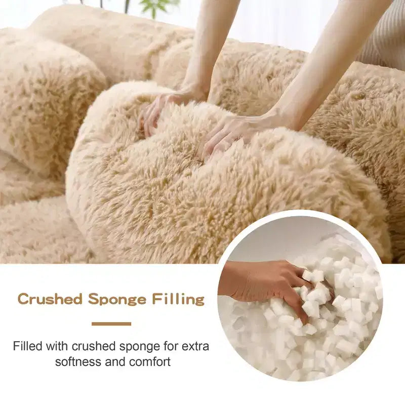 Sofà senza ossa in morbido peluche da 149'', spugna HD 32D, design ergonomico, confezionamento sottovuoto, libera combinazione, connessione a fibbia per camera da letto/studio/home theater