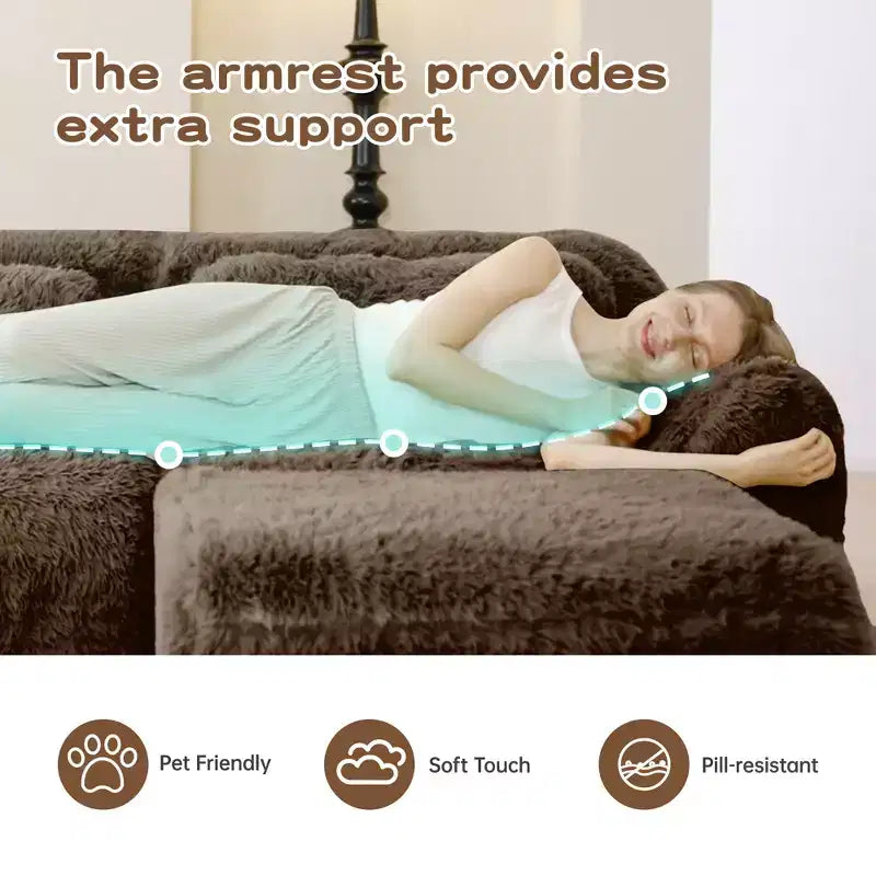 Sofà senza ossa in morbido peluche da 149'', spugna HD 32D, design ergonomico, confezionamento sottovuoto, libera combinazione, connessione a fibbia per camera da letto/studio/home theater