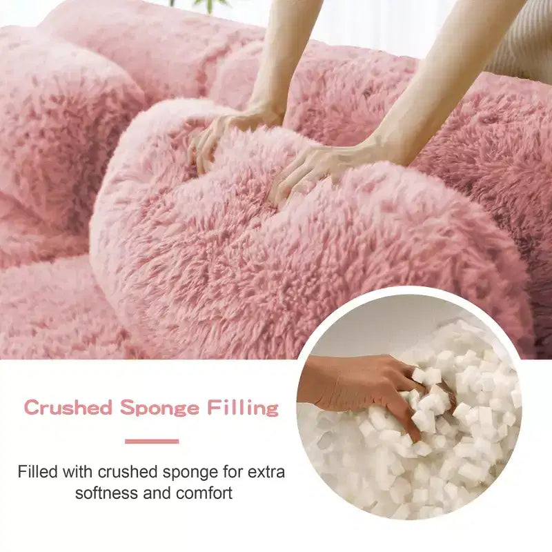 Sofà senza ossa in morbido peluche da 149'', spugna HD 32D, design ergonomico, confezionamento sottovuoto, libera combinazione, connessione a fibbia per camera da letto/studio/home theater