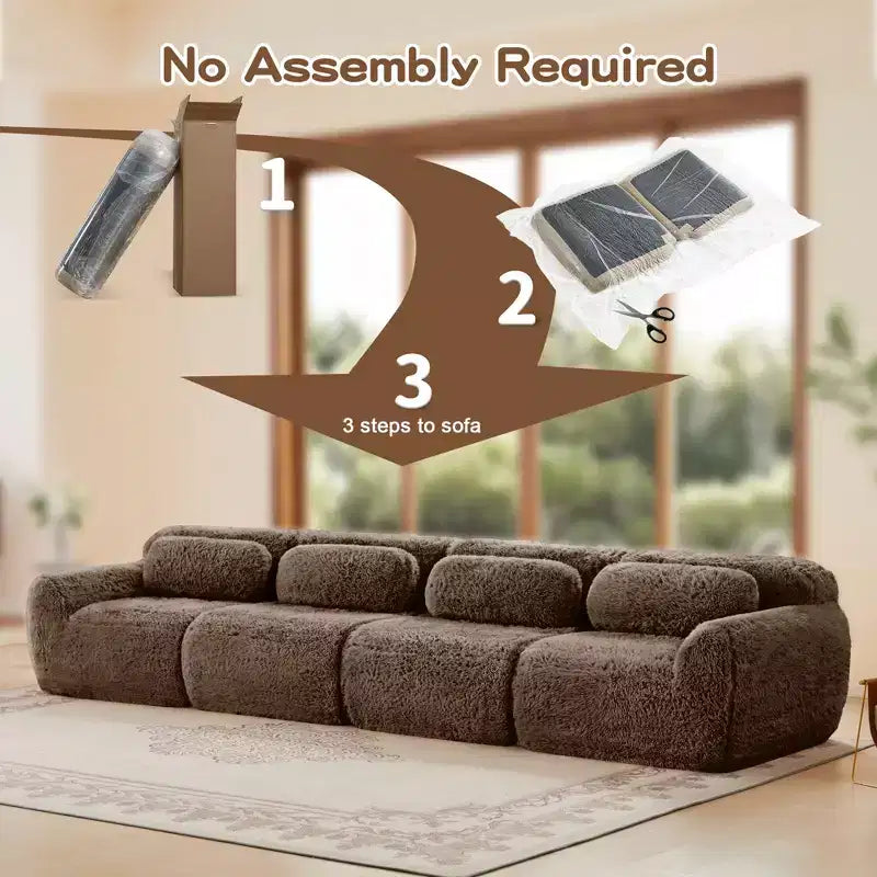 Sofà senza ossa in morbido peluche da 149'', spugna HD 32D, design ergonomico, confezionamento sottovuoto, libera combinazione, connessione a fibbia per camera da letto/studio/home theater