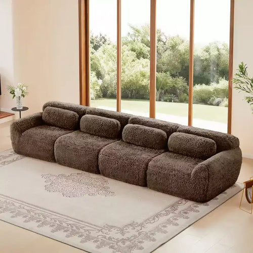 149'' Soft Plush Boneless Sofa,32D HD Sponge,Ergonomic Design,Vacuum Packaging,Free Combination,Buckle Connection for Bedroom/Study/Home Theater