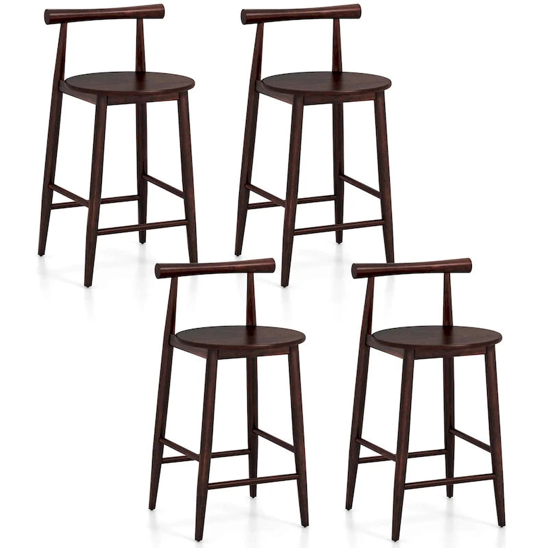 Sgabelli da Bar in Legno Set da 2/4 con Gambe in Legno di Acacia
