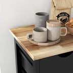 Carrello da cucina con isola, piano in legno, ripiani e cassetti