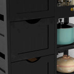 Carrello da cucina con isola, piano in legno, ripiani e cassetti