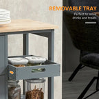 Carrello da cucina con isola, piano in legno, ripiani e cassetti