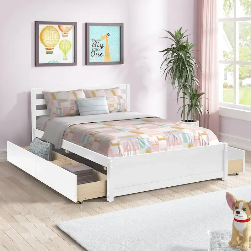 Struttura letto a piattaforma matrimoniale con 4 cassetti contenitore