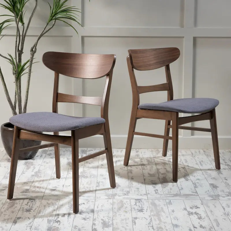 Abrielle Mid-Century Modern Upholstered Rubberwood Dining Chair (Set of 2) by Christopher Knight Home