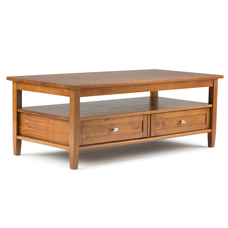 Tavolino da Salotto Transizionale in Legno da 122 cm con Cassetti Contenitori