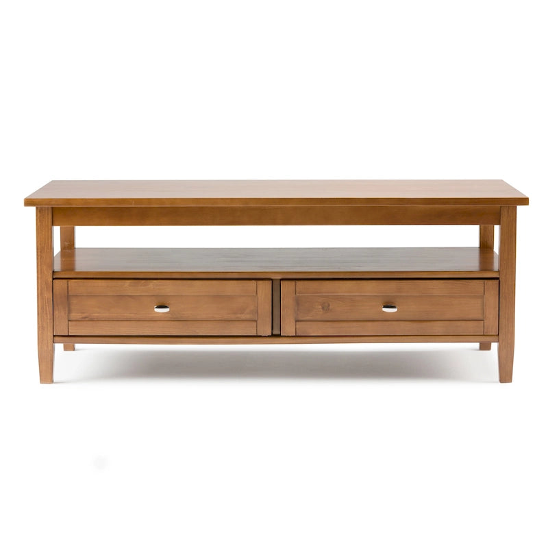 Tavolino da Salotto Transizionale in Legno da 122 cm con Cassetti Contenitori