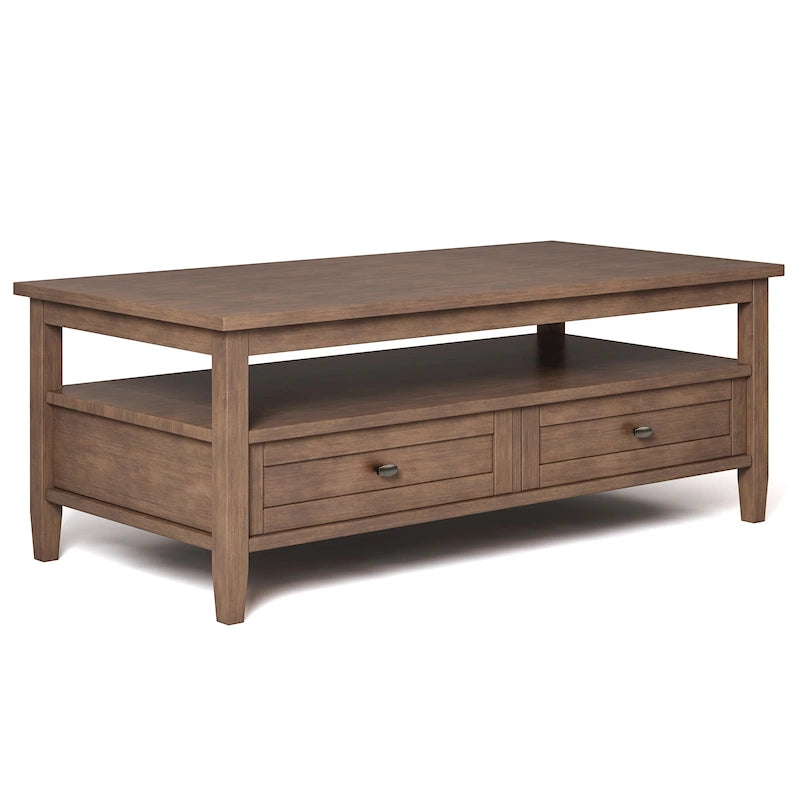 Tavolino da Salotto Transizionale in Legno da 122 cm con Cassetti Contenitori
