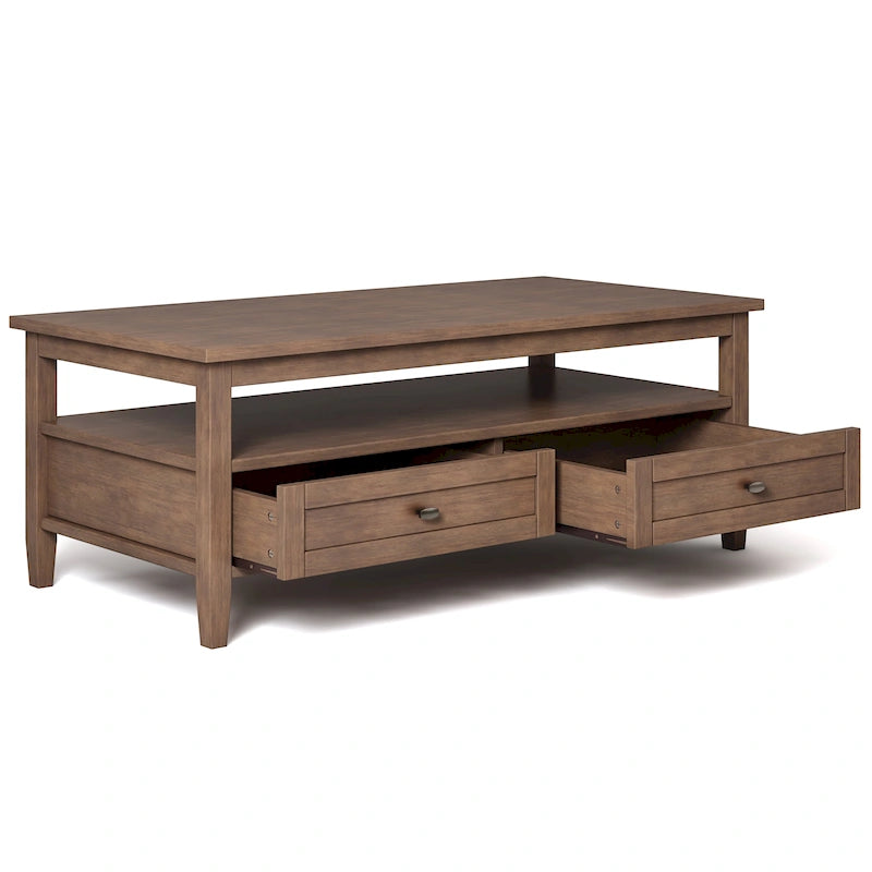 Tavolino da Salotto Transizionale in Legno da 122 cm con Cassetti Contenitori