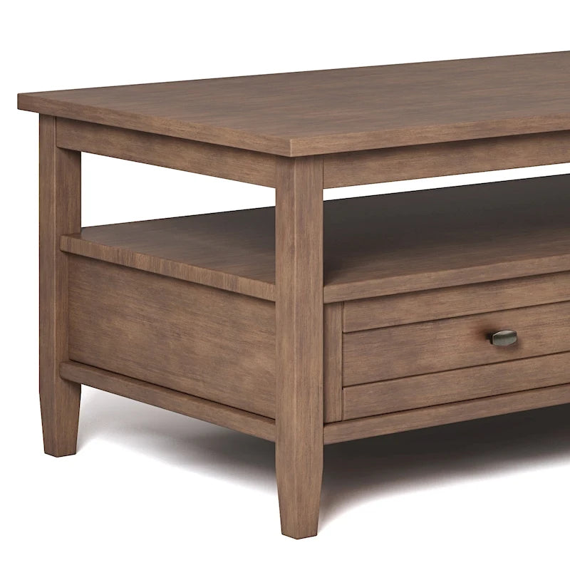 Tavolino da Salotto Transizionale in Legno da 122 cm con Cassetti Contenitori