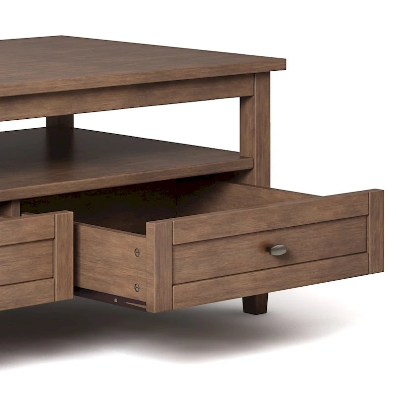 Tavolino da Salotto Transizionale in Legno da 122 cm con Cassetti Contenitori