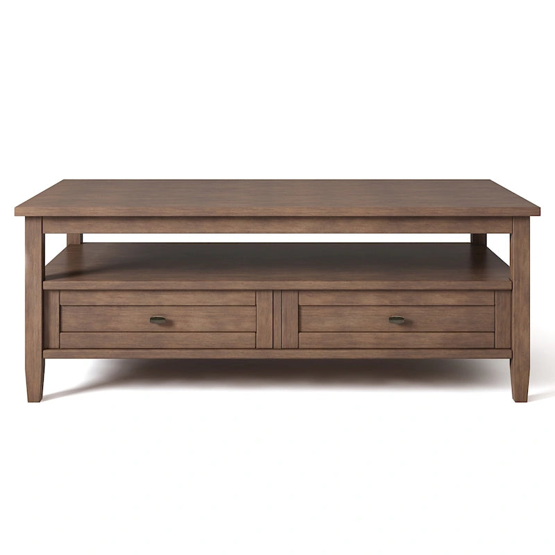 Tavolino da Salotto Transizionale in Legno da 122 cm con Cassetti Contenitori