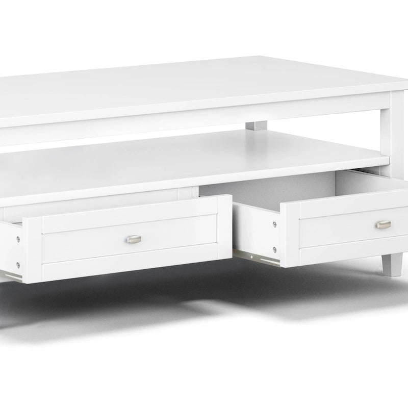 Tavolino da Salotto Transizionale in Legno da 122 cm con Cassetti Contenitori