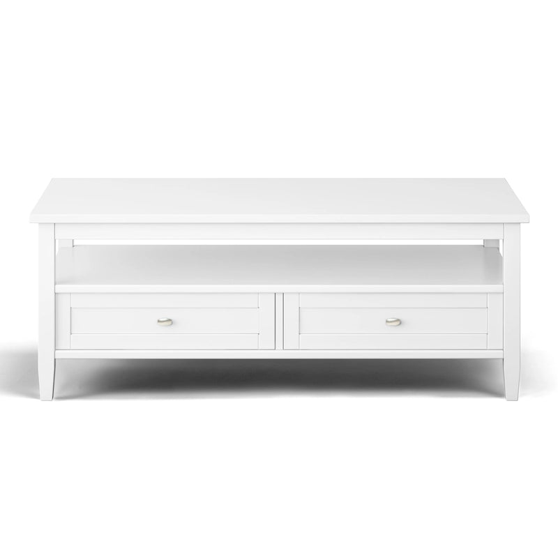 Tavolino da Salotto Transizionale in Legno da 122 cm con Cassetti Contenitori