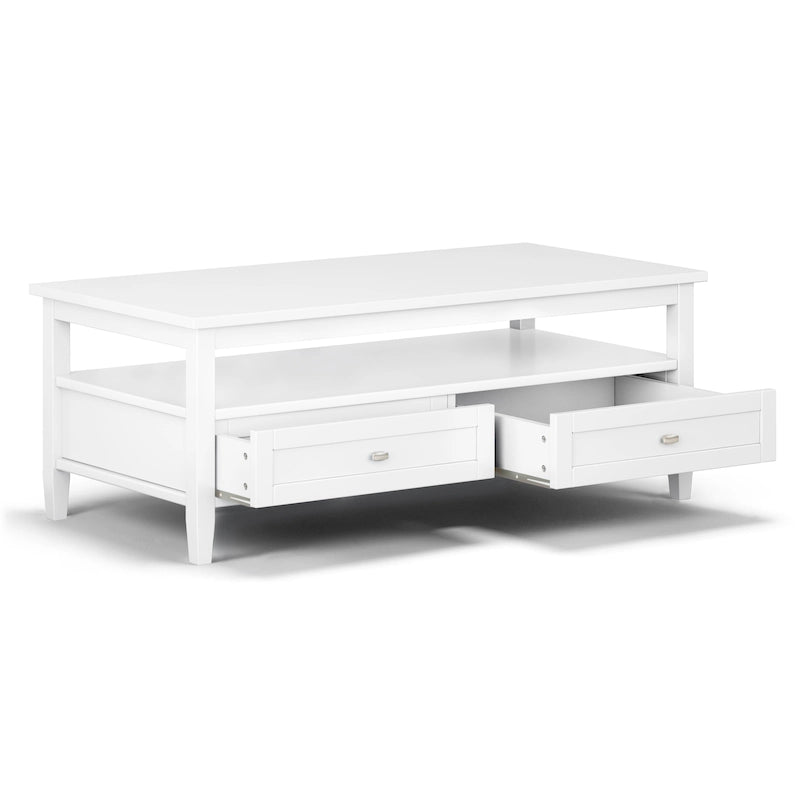 Tavolino da Salotto Transizionale in Legno da 122 cm con Cassetti Contenitori