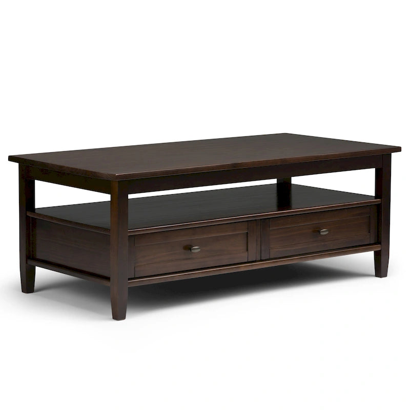 Tavolino da Salotto Transizionale in Legno da 122 cm con Cassetti Contenitori