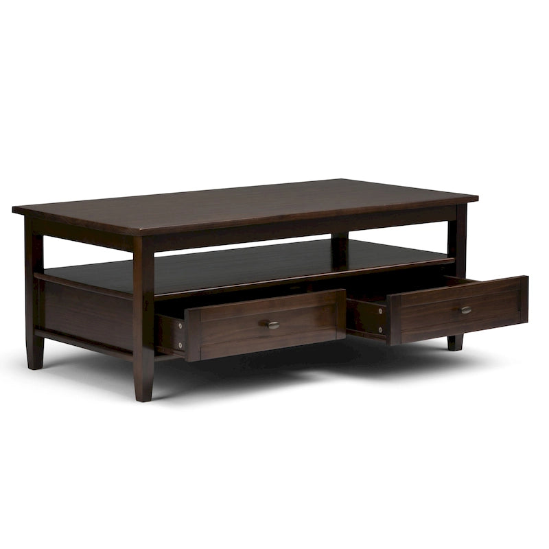 Tavolino da Salotto Transizionale in Legno da 122 cm con Cassetti Contenitori