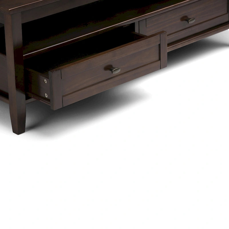 Tavolino da Salotto Transizionale in Legno da 122 cm con Cassetti Contenitori