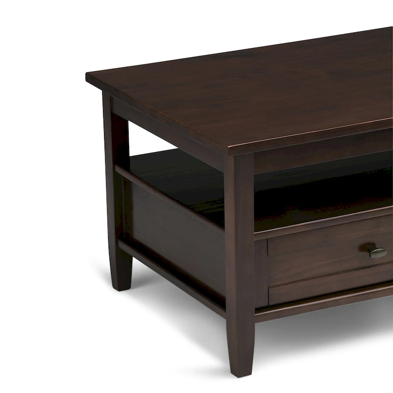 Tavolino da Salotto Transizionale in Legno da 122 cm con Cassetti Contenitori