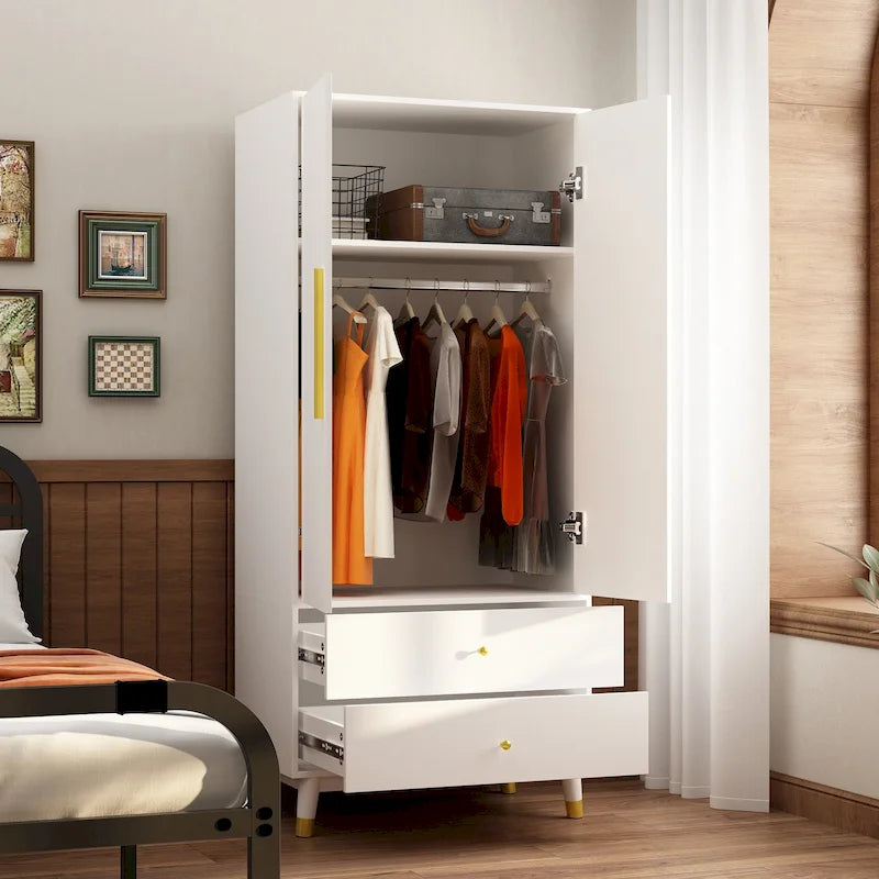Armadio con due cassetti e spazio appendiabiti