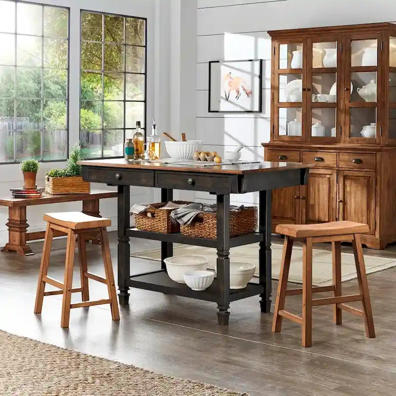 Credenza da cucina bicolore con cassetti e ripiani