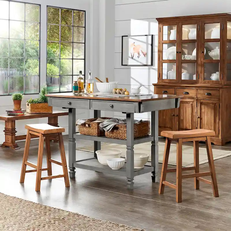 Credenza da cucina bicolore con cassetti e ripiani