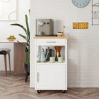 Carrello da Cucina con Isola e Contenitore, Tavolino Laterale su Ruote con Piano di Lavoro