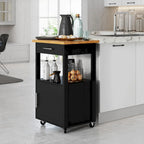 Carrello da Cucina con Isola e Contenitore, Tavolino Laterale su Ruote con Piano di Lavoro