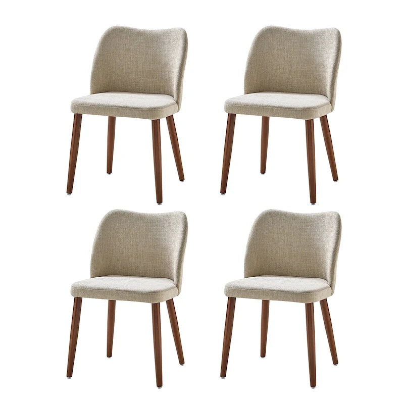 Set di 4 sedie da pranzo in legno massello con schienale curvo