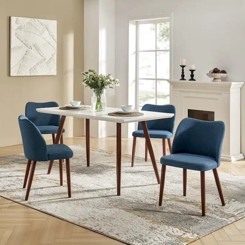 Set di 4 sedie da pranzo in legno massello con schienale curvo