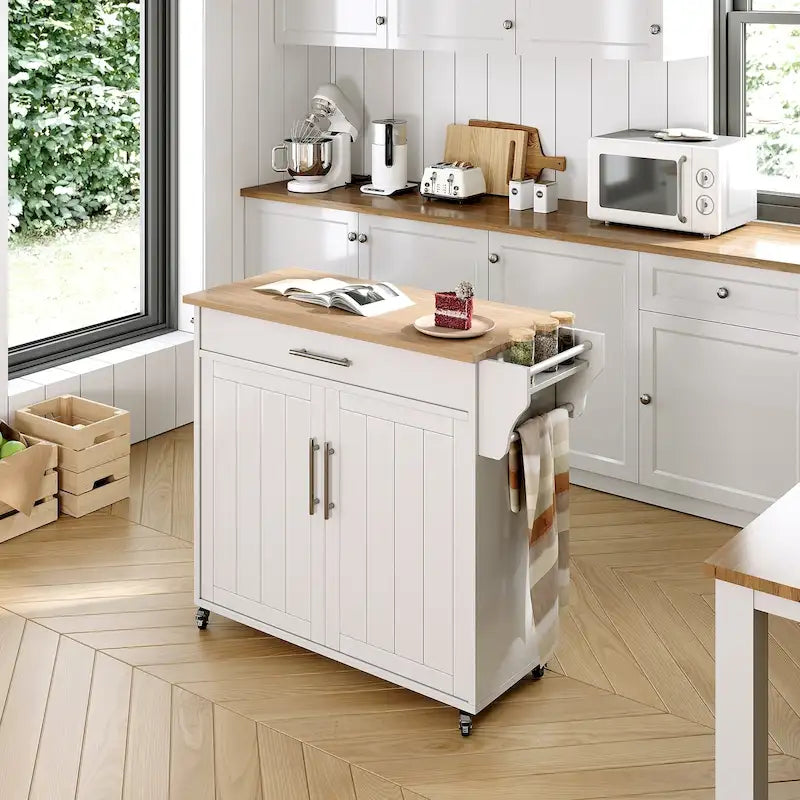 Isola da cucina con mobile contenitore e anta a ribalta