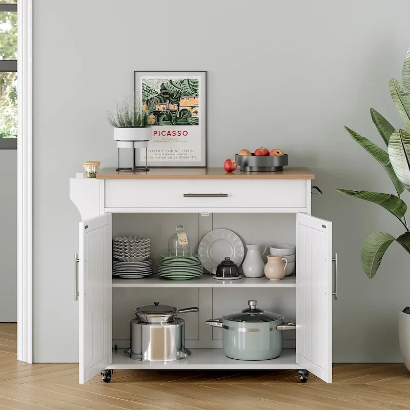 Isola da cucina con mobile contenitore e anta a ribalta