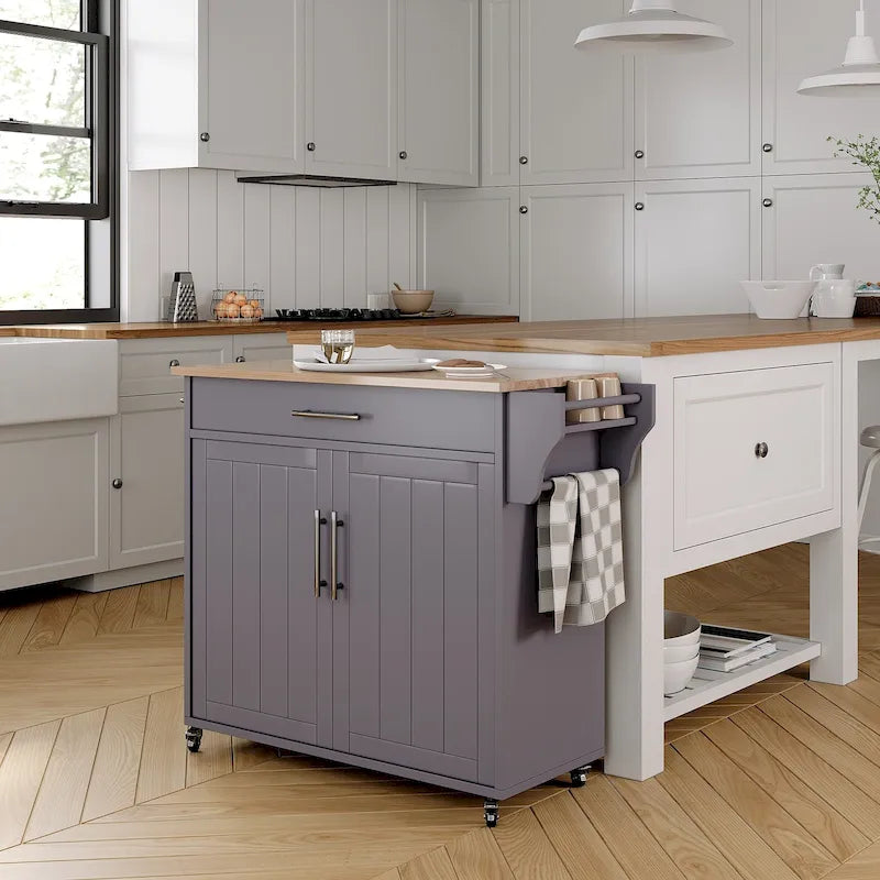 Isola da cucina con mobile contenitore e anta a ribalta