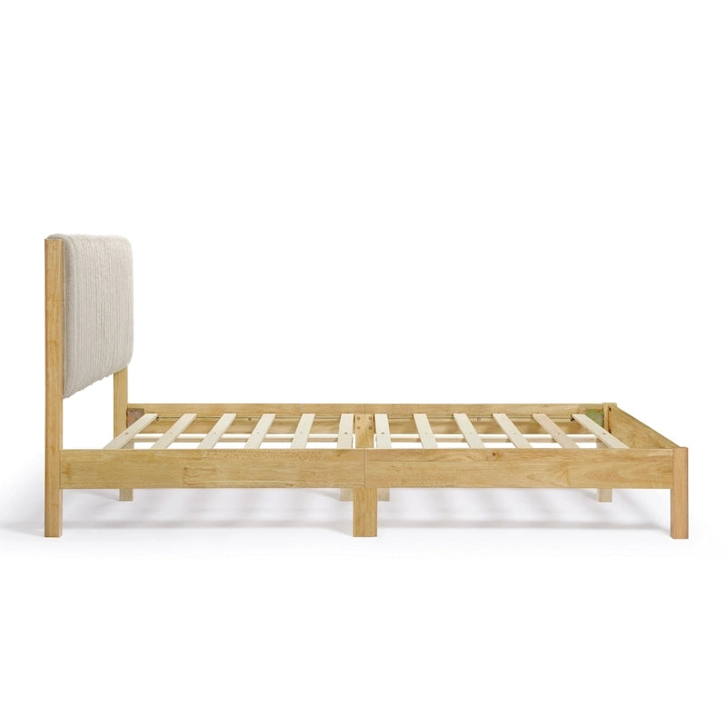 Letto a piattaforma Queen imbottito a canali con doghe in legno massello