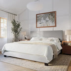 Letto matrimoniale moderno con testiera imbottita (richiede base a molle)