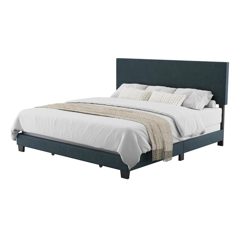 Letto matrimoniale moderno con testiera imbottita (richiede base a molle)