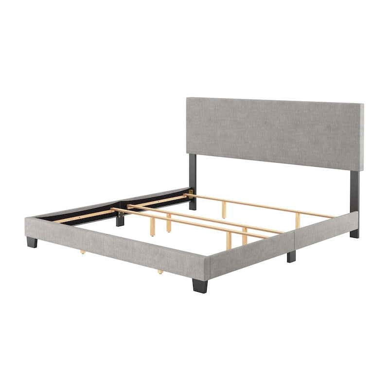 Letto matrimoniale moderno con testiera imbottita (richiede base a molle)