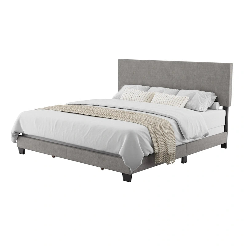 Letto matrimoniale moderno con testiera imbottita (richiede base a molle)