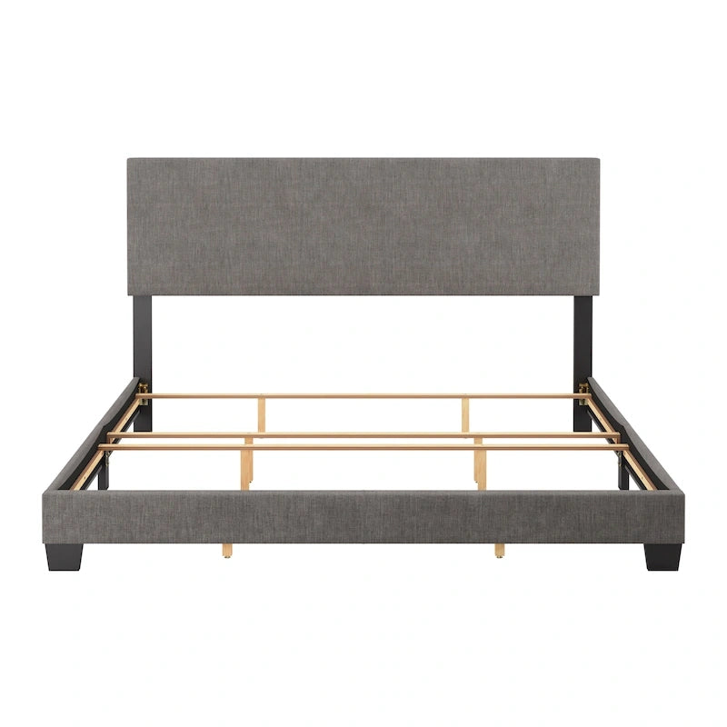 Letto matrimoniale moderno con testiera imbottita (richiede base a molle)