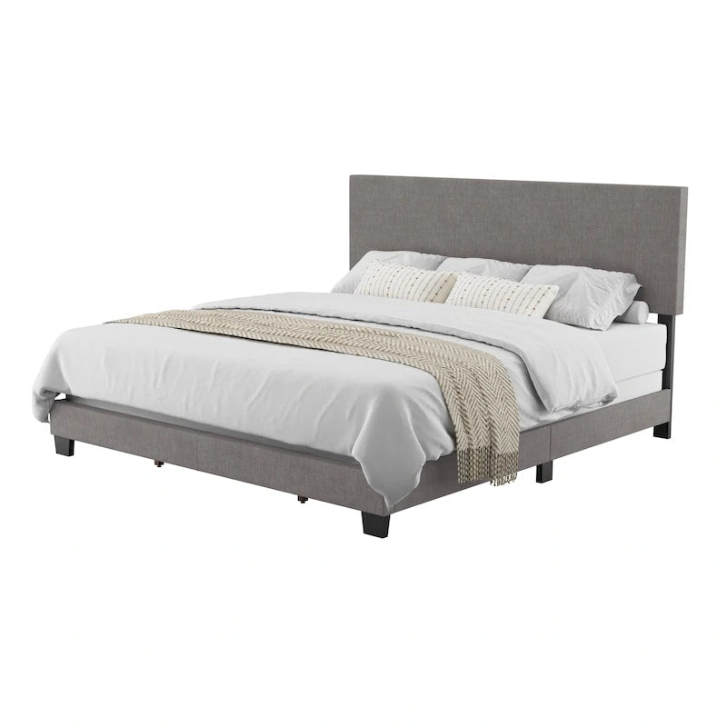 Letto matrimoniale moderno con testiera imbottita (richiede base a molle)