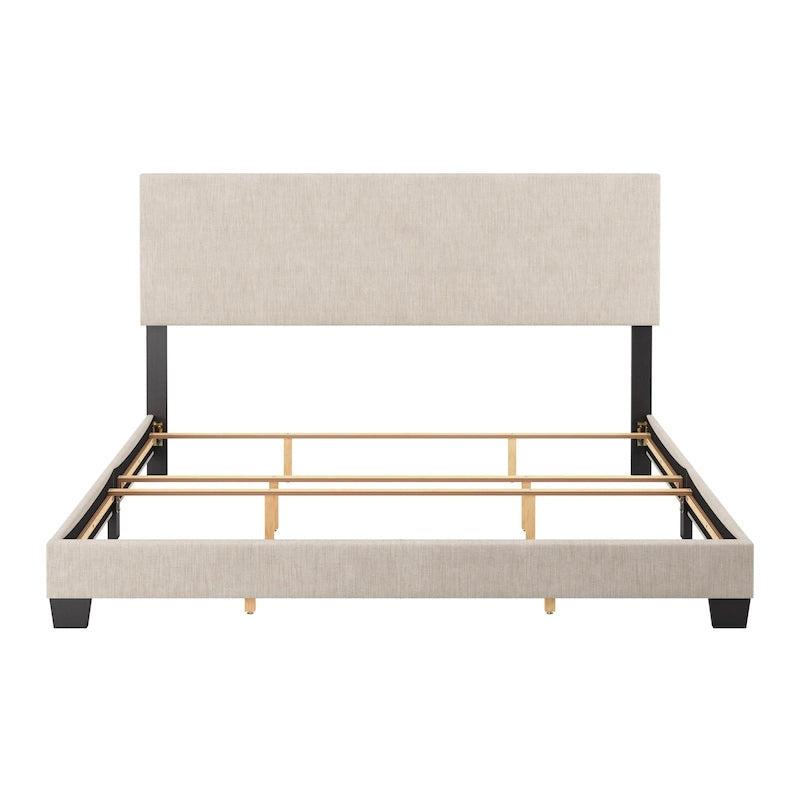 Letto matrimoniale moderno con testiera imbottita (richiede base a molle)